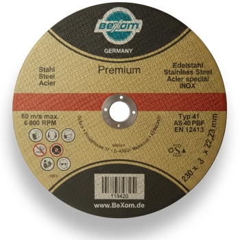 Trennscheiben 230x3 mm für Edelstahl, VA, INOX, Stahl, Metall und Eisen [PREMIUM]